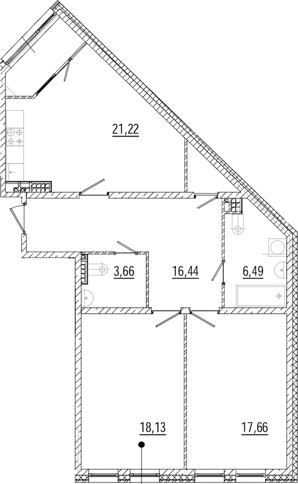 2-комнатная квартира 86.78 м², 6/9 эт., ЖК «Мануфактура James Beck»